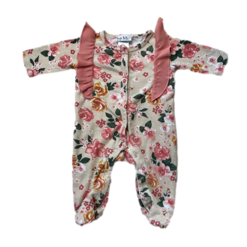 Nicole Miller New York Pink Floral Baby Girl Onesie Footie - Picture 1 of 5